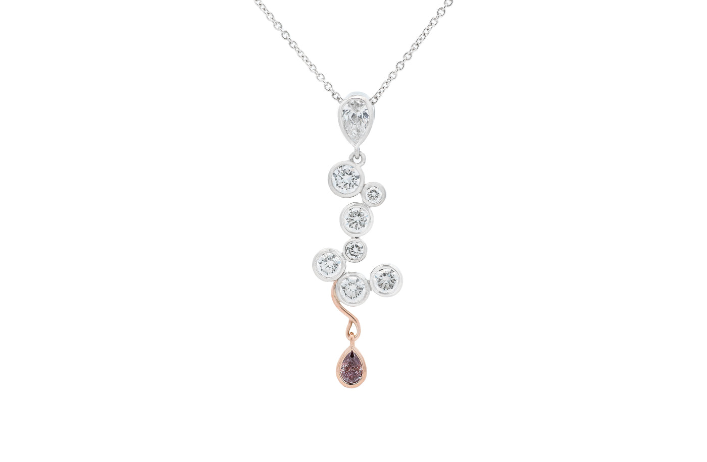 Mummmm: Diamond and Pink Diamond Pendant in Platinum | 1.32ctw