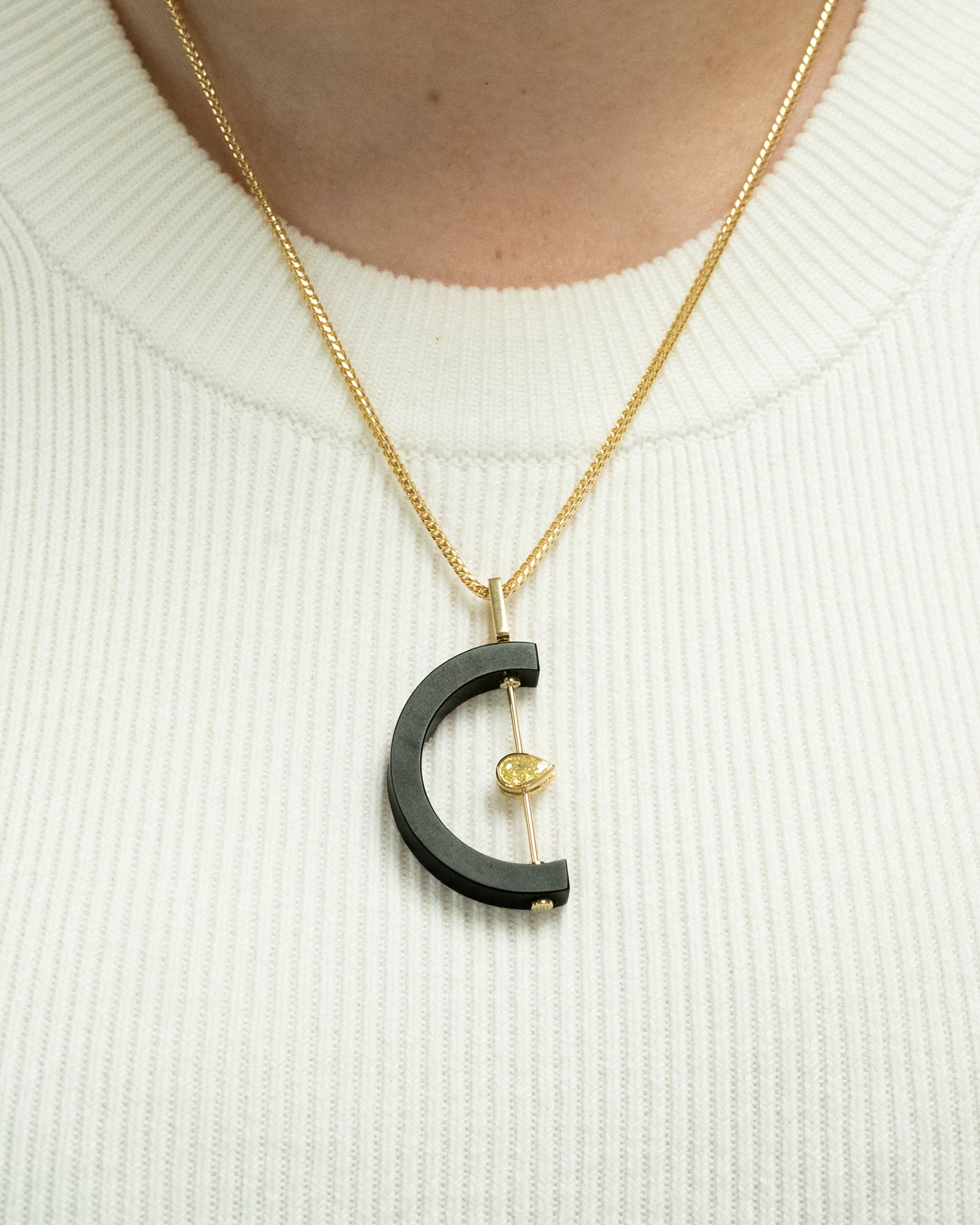 Now you C it, now you don't: Yellow Diamond and Black Jade Pendant | 0.73ct