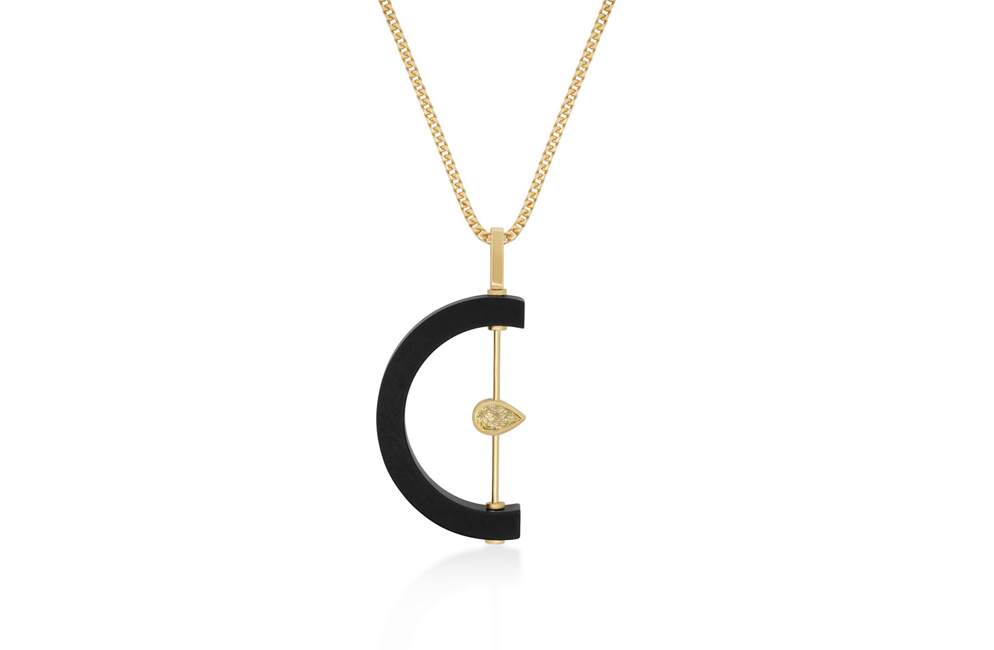 Now you C it, now you don't: Yellow Diamond and Black Jade Pendant