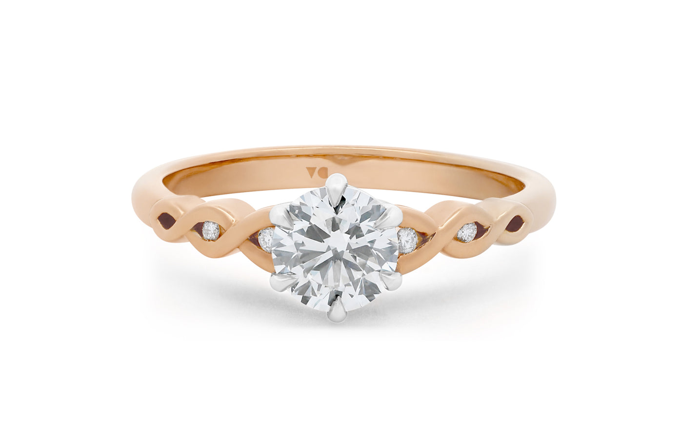 Pikorua: Brilliant Cut Diamond Solitaire Ring in 18ct Rose Gold, from The Narrative Collection