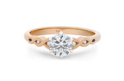 Pikorua: Brilliant Cut Diamond Solitaire Ring in 18ct Rose Gold, from The Narrative Collection