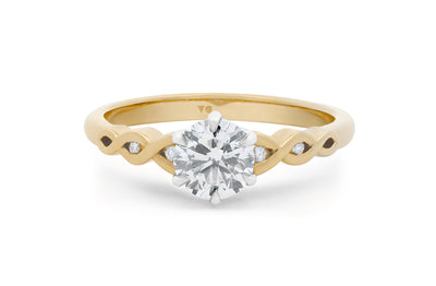 Pikorua: Brilliant Cut Diamond Solitaire Ring in 18ct Yellow Gold, from The Narrative Collection