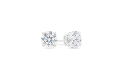 Brilliant Cut Diamond Claw Set Stud Earrings in White Gold | 0.49ctw D-G VS2