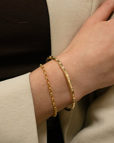 Brilliant Cut Diamond Set Squared Bangle in Yellow Gold | 0.17ctw
