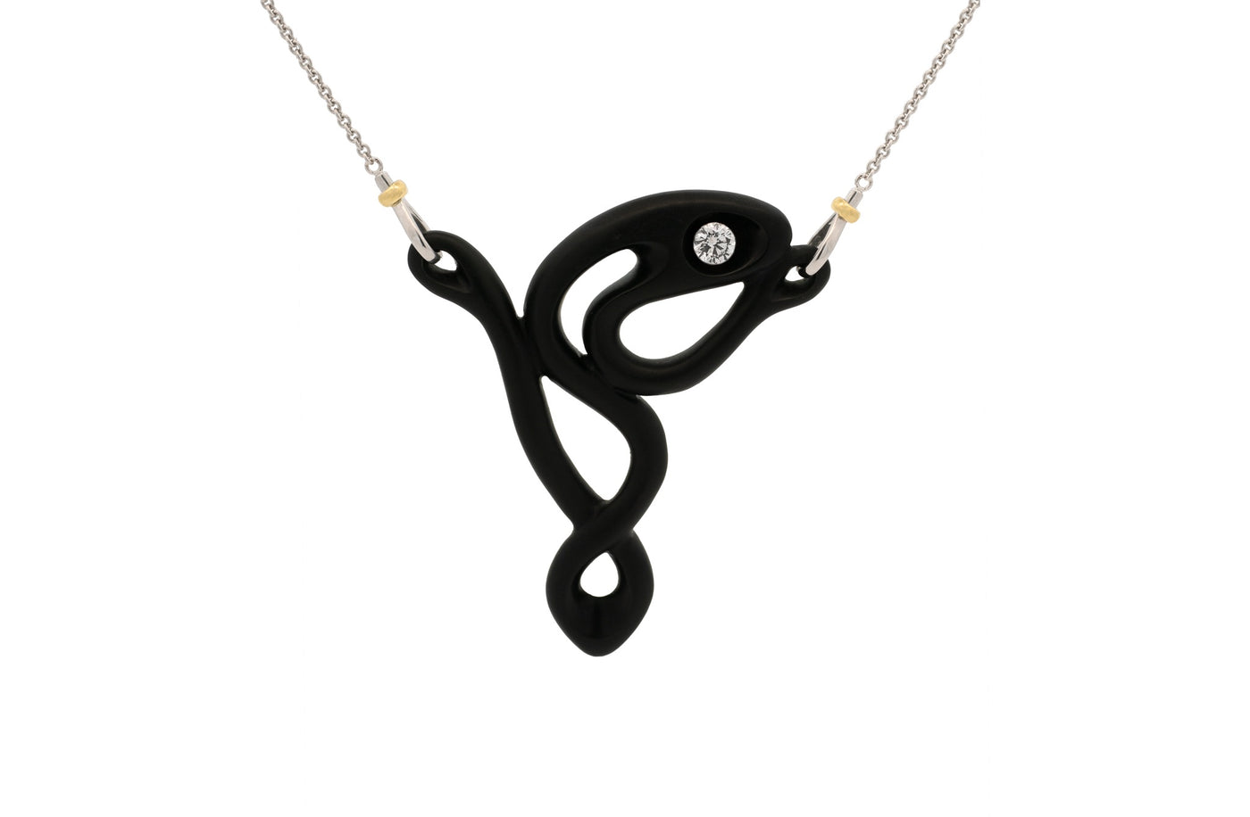 The Leap: Floeting® Diamond and Black Jade Pendant
