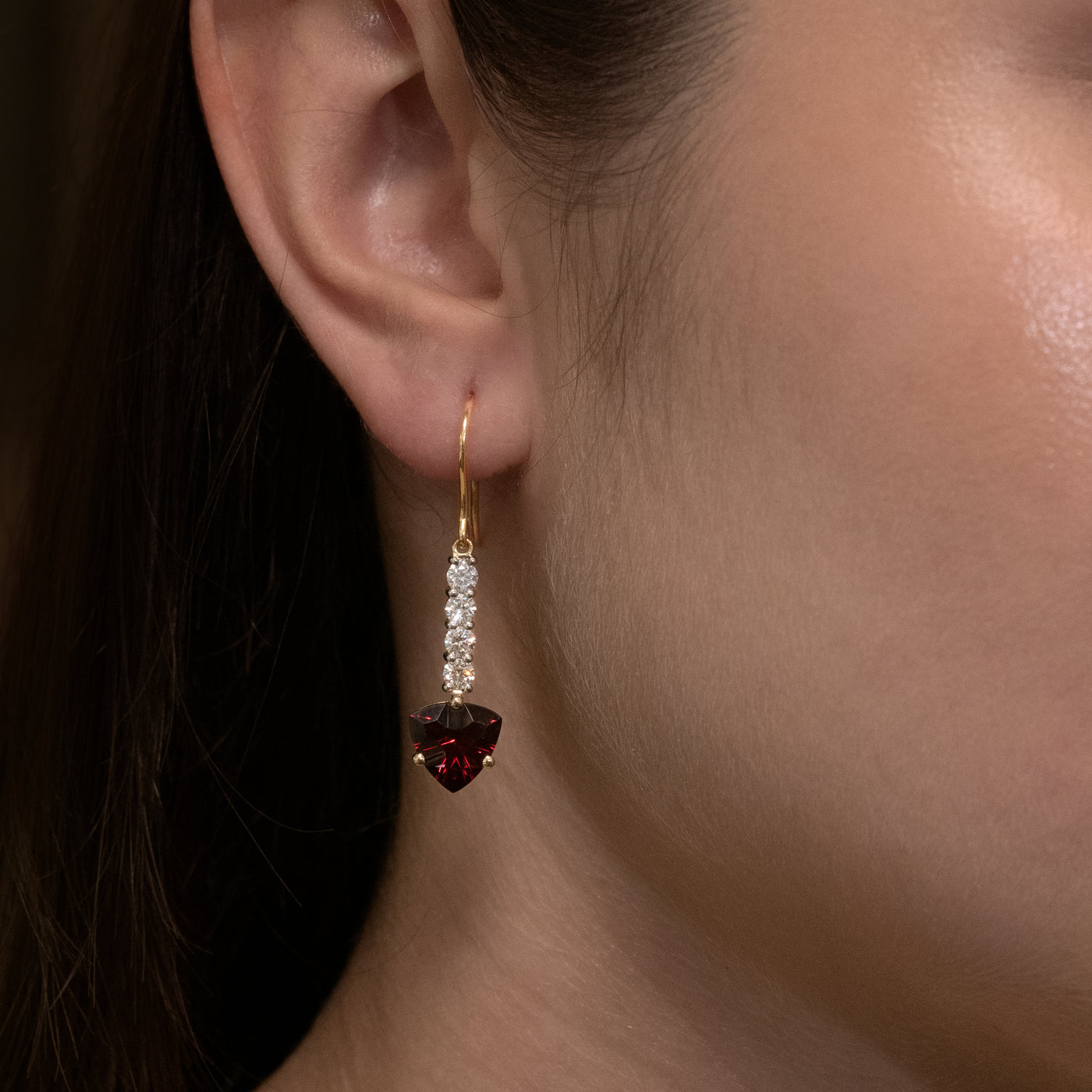 Garnet and Diamond Drop Earrings