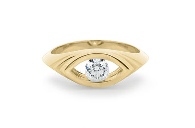 Wavelet: Brilliant Cut Diamond Solitaire Ring in yellow gold