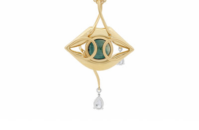 A Moment on the Lips: Sapphire & Diamond Pendant in Yellow Gold