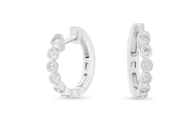 Bezel Set Diamond Huggie Earrings in Gold | 0.36ctw