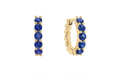 Blue Sapphire Claw Set Huggie Earrings in Gold | 0.60ctw