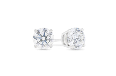 Brilliant Cut Diamond Claw Set Stud Earrings in White Gold | 1.00ctw I SI1