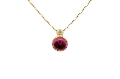 Bubble: Pink Tourmaline & Diamond Necklace in Yellow Gold