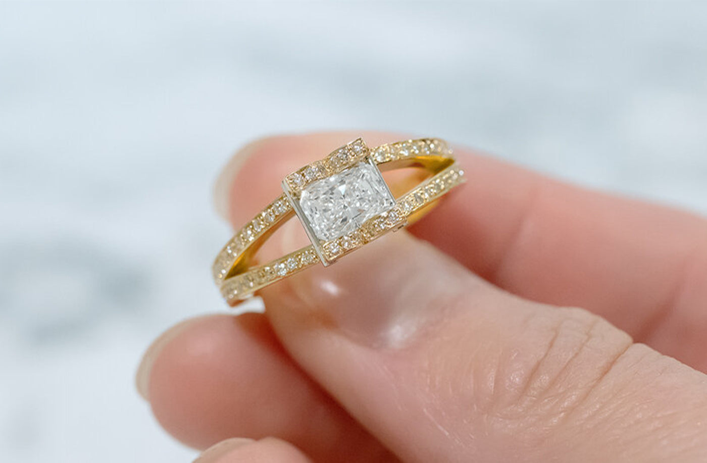 Corin: Radiant Cut Diamond Solitaire Ring