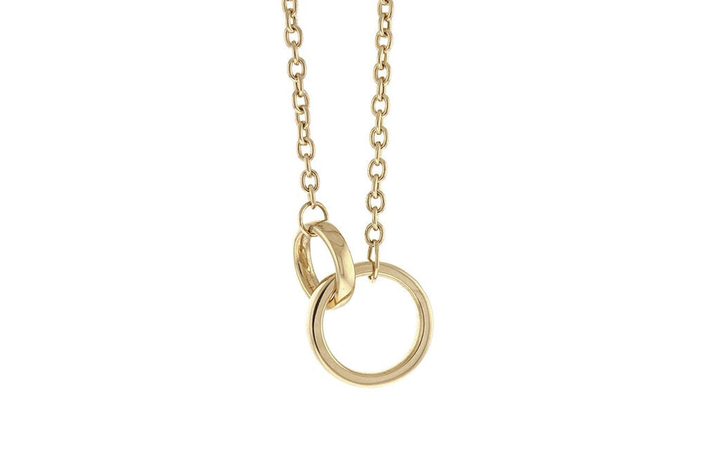Double Hoop Necklace in Yellow Gold