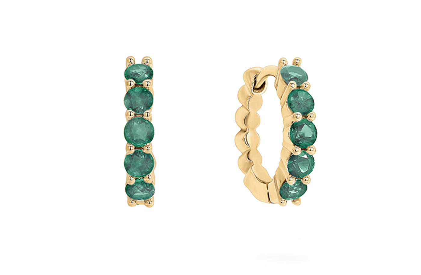 Emerald Claw Set Huggie Earrings in Gold | 0.34ctw