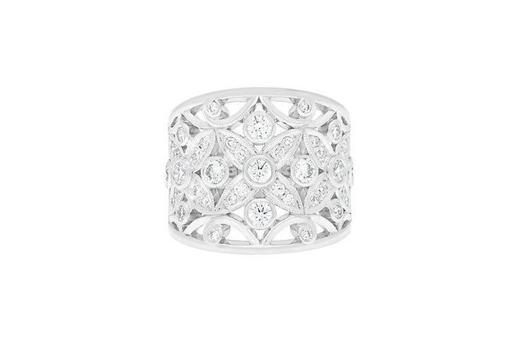 Filigree Flower Diamond Set Cluster Ring