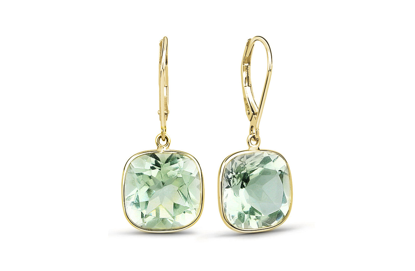 Green Amethyst Drop Earrings in Gold | 12.41ctw