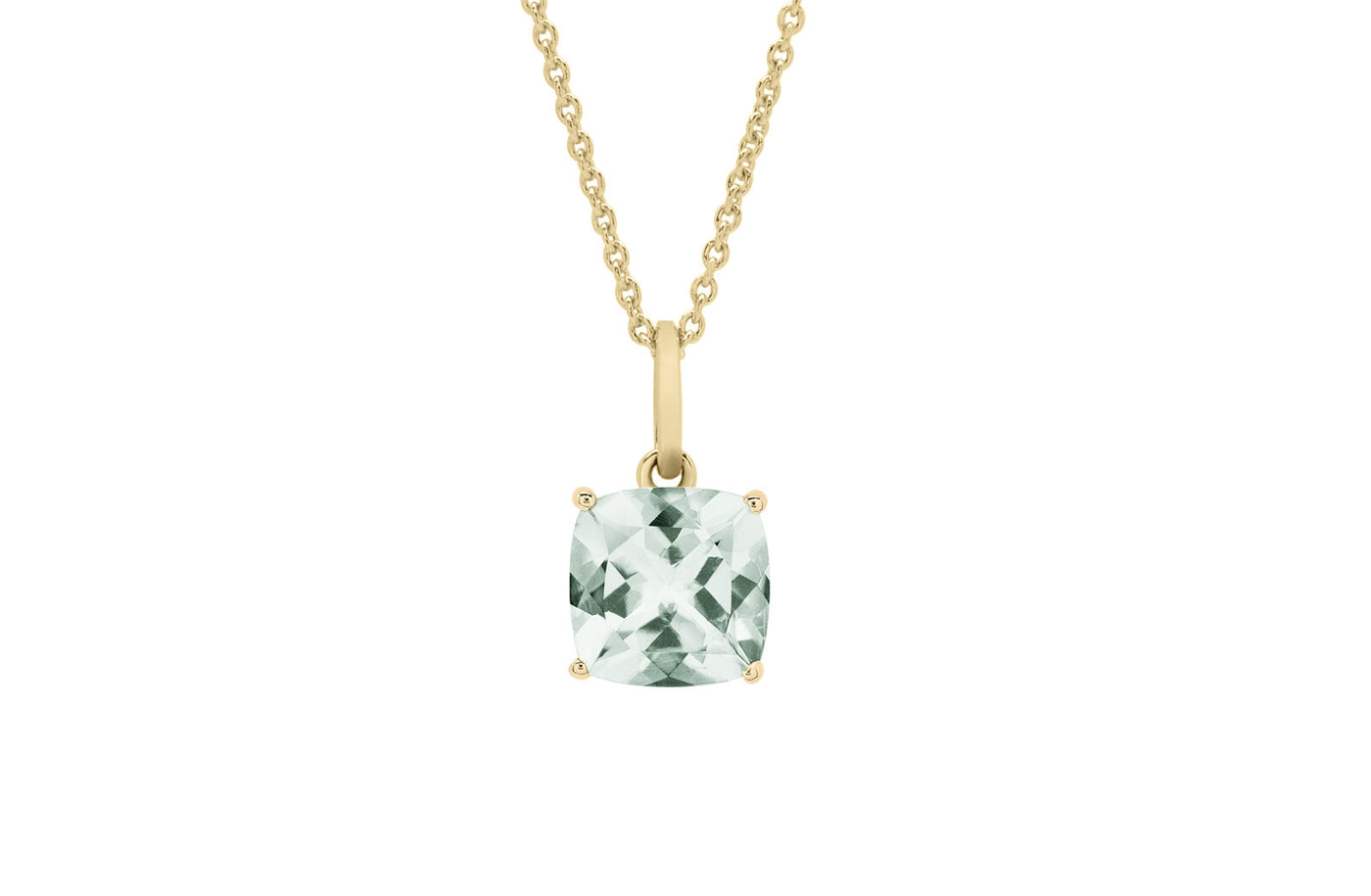 Green Amethyst Solitaire Pendant in Gold | 2.30ct