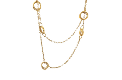 Looped Circles Necklace in Yellow Gold