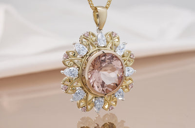 Aurora: Morganite and Argyle Diamond Pendant