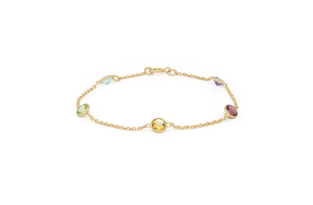 Round Coloured Gemstone Bracelet in Gold | 2.20ctw