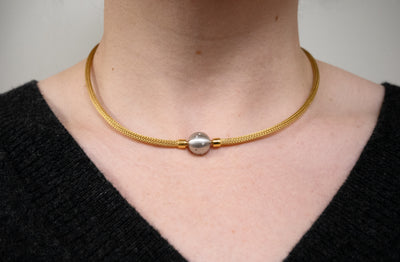 Woven Chain Necklace with Diamond Set Clasp in Gold