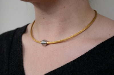 Woven Chain Necklace with Diamond Set Clasp in Gold