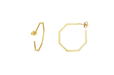 Octagonal Hoop Earrings in Yellow Gold