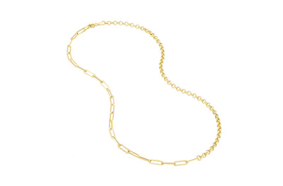 Fine Paperclip and Rolo Chain in Yellow Gold