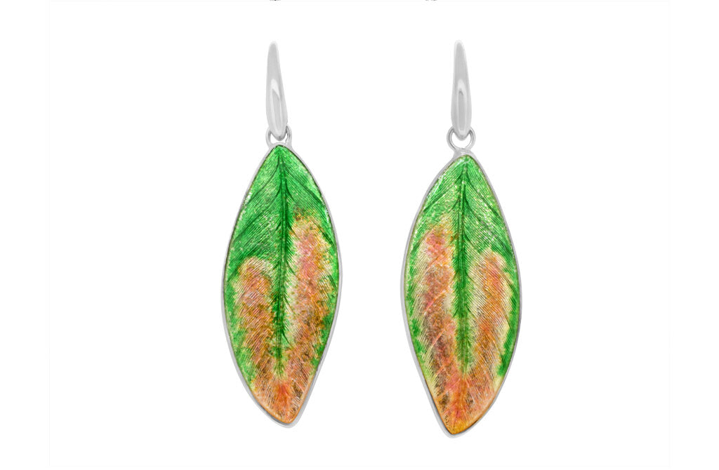 Pohutukawa Leaf Enamel Earrings
