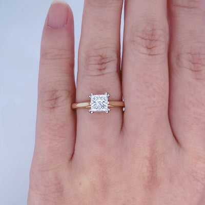Alice: Princess Cut Diamond Solitaire Ring in Yellow Gold | 1.03ct E VS2