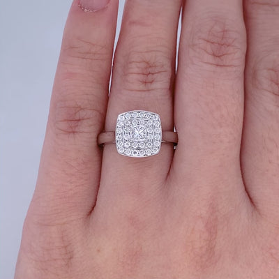 Princess Cut Diamond Double Halo Ring