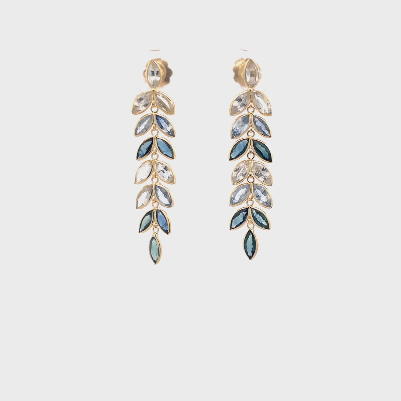 Vine: Blue Sapphire Drop Earrings in Yellow Gold | 4.50ctw