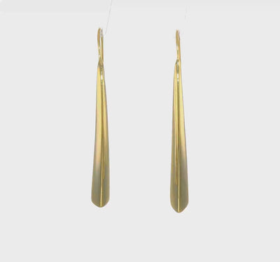 Hollow Knife Edge Threader Earrings in Yellow Gold