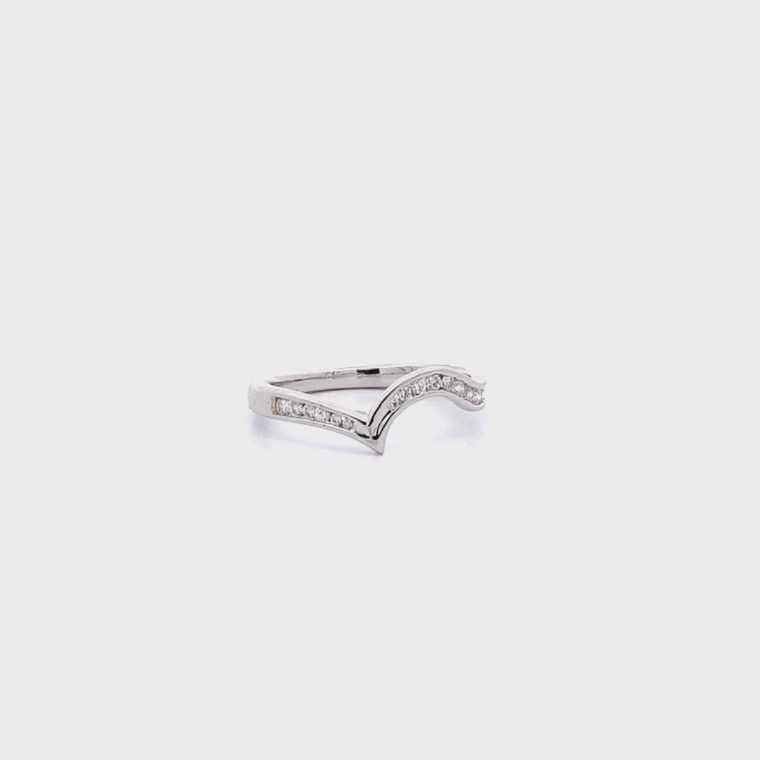 Brilliant Cut Diamond Set V' Shaped Ring in White Gold | 0.19ctw
