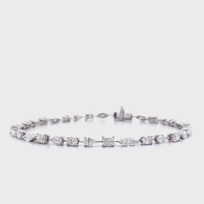 Popcorn Diamond Tennis Bracelet in White Gold | 3.60ctw