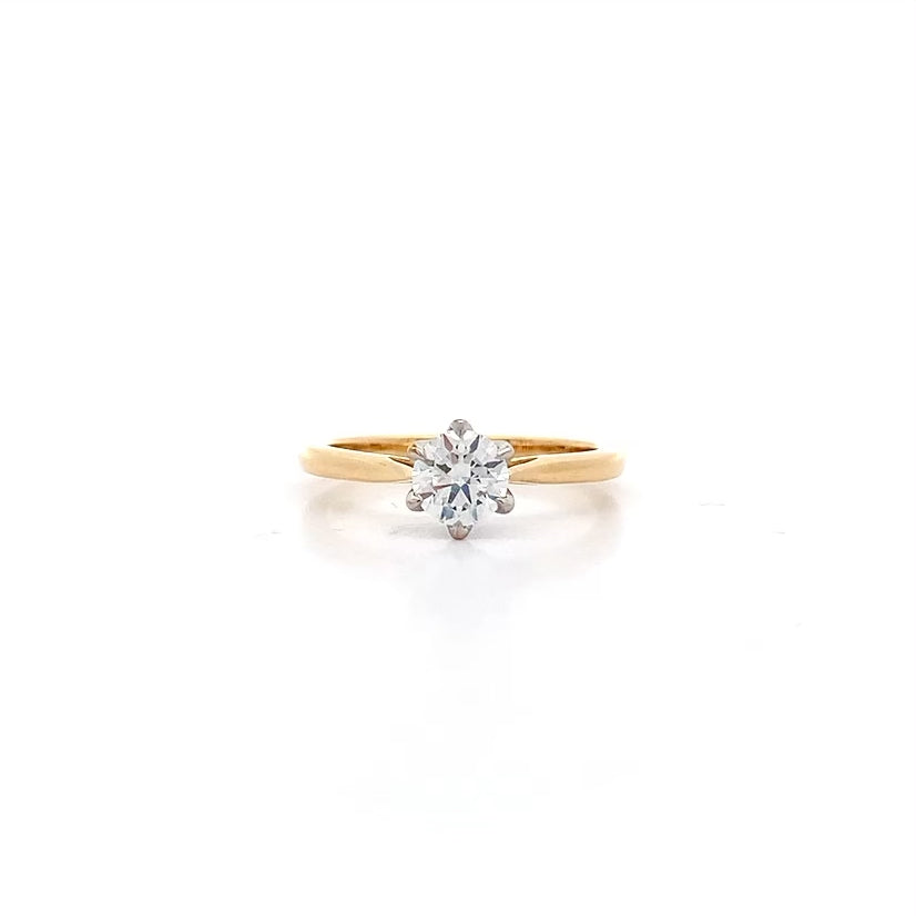 Jolie: Brilliant Cut Diamond Solitaire Ring in Yellow Gold | 0.70ct H SI2