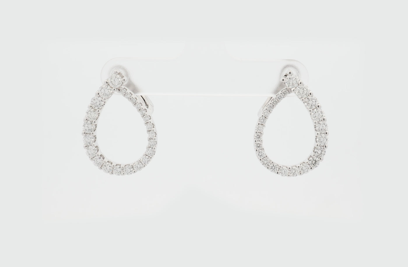 Tapered Diamond Set Loop Earrings in White Gold | 1.91ctw