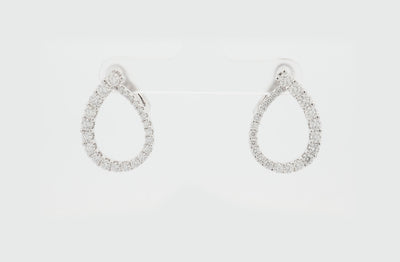 Tapered Diamond Set Loop Earrings in White Gold | 1.91ctw