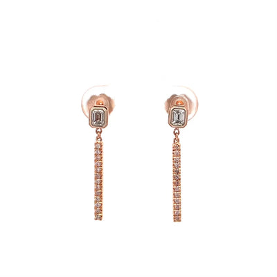 Emerald Cut and Argyle Pink Diamond Drop Earrings | 0.43ctw