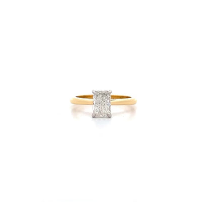 Radiant Cut Diamond Solitaire Ring with Detailed Basket in Yellow Gold | 0.90ct G VS1