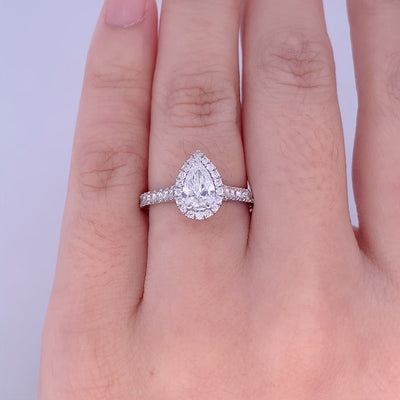 Adorn: Pear Cut Diamond Halo Ring in Platinum | 1.06ctw