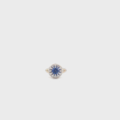 Flare: Sapphire and Diamond Halo Ring in White Gold | 1.04ct