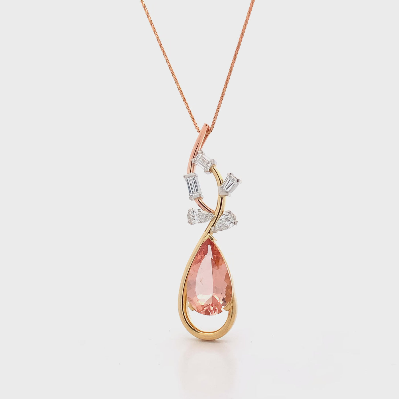Morganite and Diamond Cluster Pendant | 7.42ct