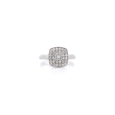 Princess Cut Diamond Double Halo Ring