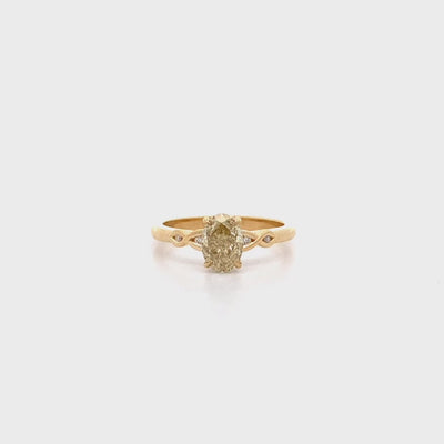 Pikorua: Oval Cut Yellow Diamond Solitaire Ring