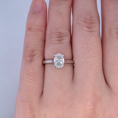 Alice: Oval Cut Diamond Solitaire Ring in Platinum | 1.01ct J VS2
