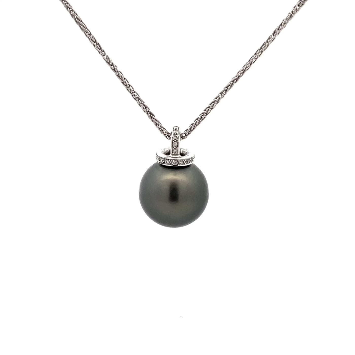 Lafayette: Avaiki Black Pearl & Diamond Pendant in White Gold