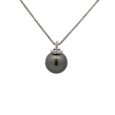 Lafayette: Avaiki Black Pearl & Diamond Pendant in White Gold
