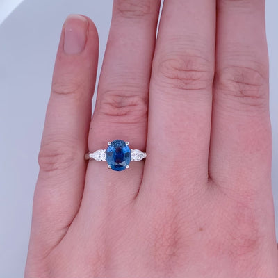 Viola: Sapphire and Diamond Three Stone Ring